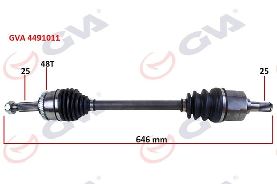 GVAKomple Aks Sol Hyundaı Accent Blue 1.4L 1.6L G4fa G4lc G4fc Benzinli 10- Abs Li 25X25 - Abs 48 Diş Komple Boy 652MmGVA 4491011