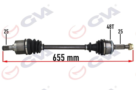 GVAKomple Aks Sol Hyundaı İ20 1.2L G4la 08-15 Abs Li 25X25 - Abs 48 Diş Komple Boy 655MmGVA 4491040
