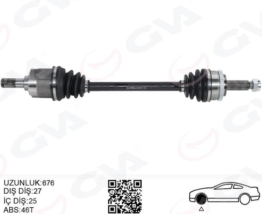 GVAKomple Aks Sol Hyundaı İ30 1.4L 1.6L G4fa G4fc Benzinli 07-11 Abs Li 27X25 - Abs 46 Diş Komple Boy 674MmGVA 4491025