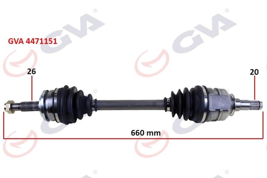 GVAKomple Aks Sol Toyota Aurıs. Corolla 1.4L 1Ndtv Nde150 D-4D Dizel 07-13 26X20 Komple Boy 660MmGVA 4471151