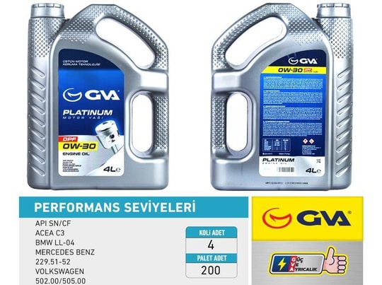 GVAMotor Yağı 0W30 4 Lt Dpf Tam Sentetik Apı Sn/ Cf PartiküllüGVA 9920053