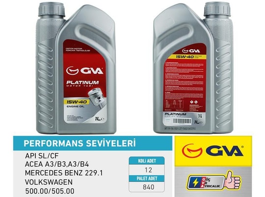 GVAMotor Yağı 15W40 1 Lt Platınum Mineral Apı Sl/CfGVA 9920421