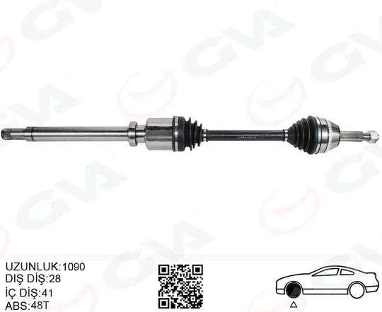 GVAÖn Aks Komple Sağ Ford Transıt V347 2.2Tdcı 115Ps -140Ps 07 11GVA 4432000