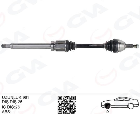 GVAÖn Aks Komple Sağ Transıt Connect 1.8 Tdcı 02 14 90-110Ps 961MmGVA 4433152