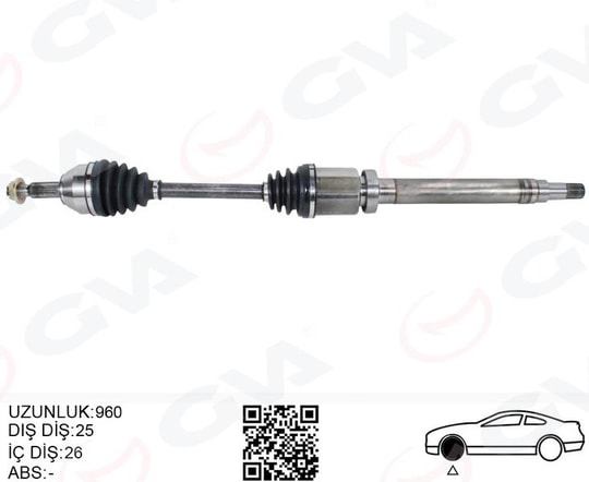 GVAÖn Aks Komple Sağ Transıt Connect 1.8 Tdcı 02 14 75-90-110Ps 960MmGVA 4433102