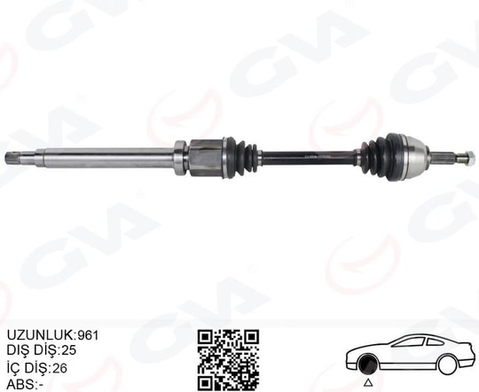 GVAÖn Aks Komple Sağ Transıt Connect 1.8 Tdcı 02 14 90-110Ps 961MmGVA 4433152