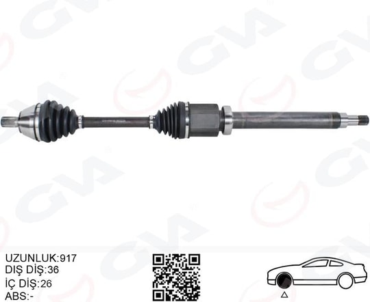 GVAÖn Aks Komple Sag Volvo S40 Volvo Iı 1.6 D2 10 12 V50 1.6 D2 10 12 C30 1.6 D2 10 12 D 4162 TGVA 4499160