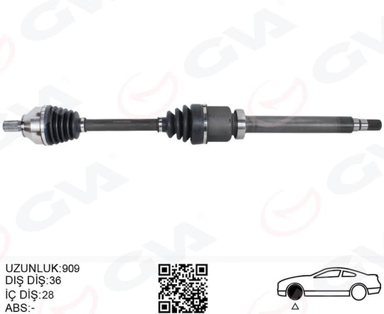 GVAÖn Aks Komple Sag Volvo V40 Iı 2.0 12 C30 2.0 12 C70 Iı 2.0 D 08 09 V50 2.0 06 12 Otomatık SanzımanGVA 4499174