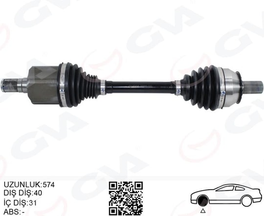 GVAÖn Aks Komple Sol Volvo S60 Iı 15 2.0 D-T6-T5 S80 Iı D4-T6 15 V60 I 13 V70 Iıı 13 Otom. SanzımanGVA 4499003