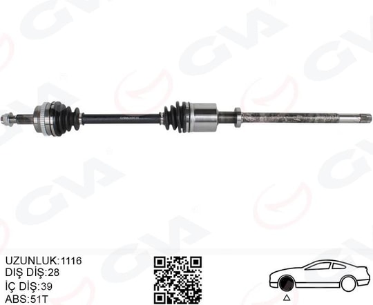 GVAÖn Aks Sağ Renault Master Iı Fd 2.5 Dcı Abslı 51 Dıs 28X39 06-10GVA 4419036