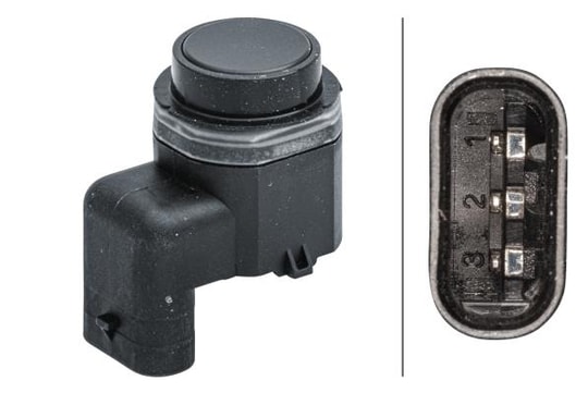 HELLAPark Yardım Sistemi Sensörü.3-Kutuplu.Siyah.Köşelenmiş.Volvo C30-S60-S80-V40-V60-V70-Xc60-Xc70HELLA 6PX358141621