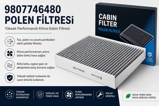 PSAPSA 9807746480 Polen Filtresi – Yüksek Performanslı Klima Kabin Filtresi | Toz, Polen ve Koku Önleyici9807746480