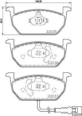 SeatSeat, Skoda, Vw A3 (85S, 85M) , A3 Convertible (8V7, 8Ve) , A3 Limousine (8Vs, 8Vm Fren Balatası Audi,  Hella Pagid 8Db355021-951HELLA PAGİD 8DB355021-951
