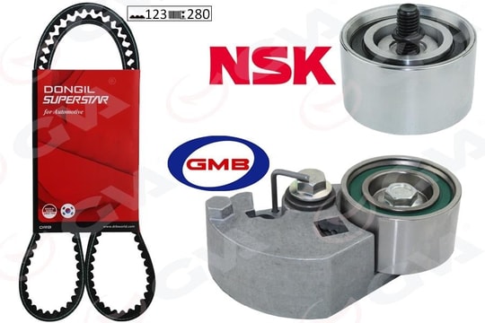 GVATriger Kayış Seti Eksantrik Seti Hyundaı Accent Admıre Getz 1.5L D3ea 02-05 / Tucson Santafe 2.0L 2.2L D4ea D4eb 04-09 / Sonata 2.0L 06-11 / Kıa Sportage 2.0L D4ea 04-10 1 Kayış 2 Rulman 123X280GVA 59T9120DO