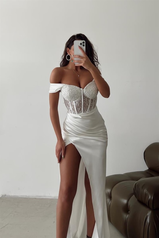 Cup Pearly Alina Abiye Beyaz