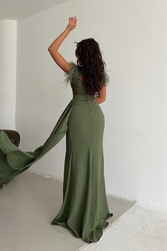 Prenses Yaka Tütü Wonderful Abiye Haki