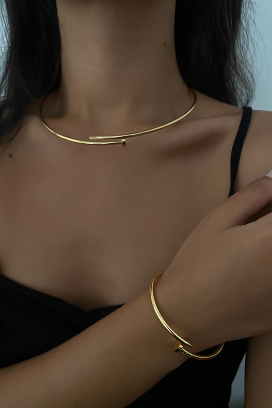 Çivili Çelik Bilezik Gold