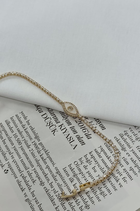 One Eye Taşlı Bileklik Gold