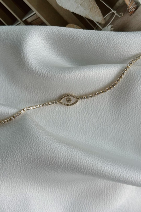 One Eye Taşlı Bileklik Gold