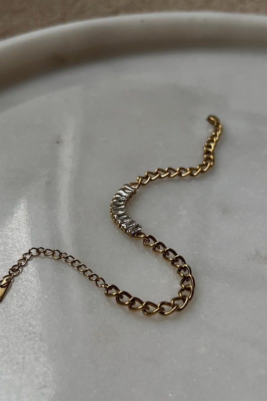 Su Yolu Zincirli Çelik Bileklik Gold
