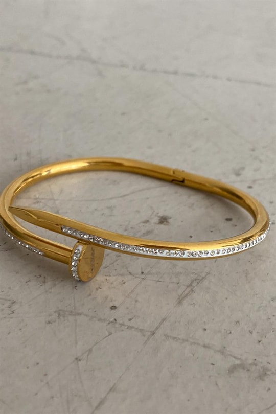 Zirkon Çivi Bileklik Gold