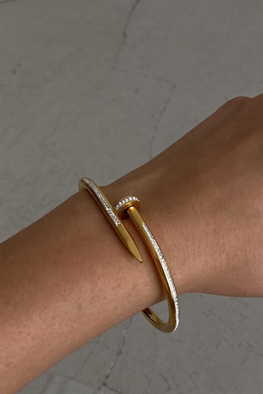 Zirkon Çivi Bileklik Gold
