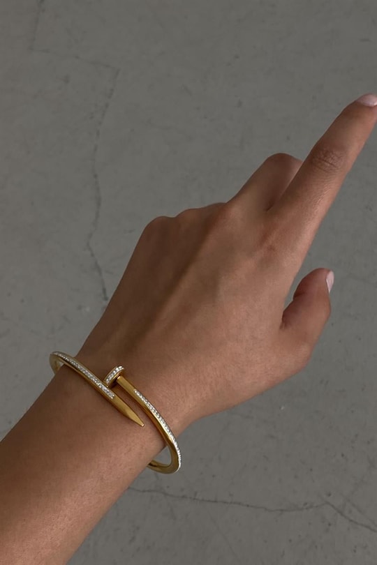 Zirkon Çivi Bileklik Gold