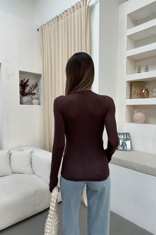 Bisiklet  Yaka Kaşmir Body Kahve