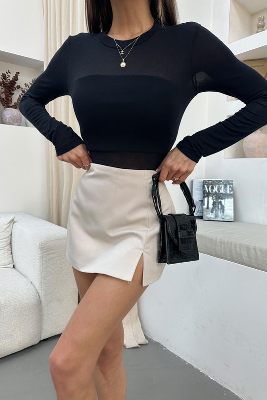 Bisiklet  Yaka Kaşmir Body Siyah