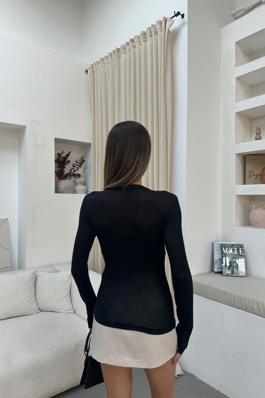 Bisiklet  Yaka Kaşmir Body Siyah