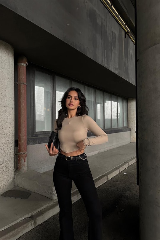 Chain Crop Bluz Bej