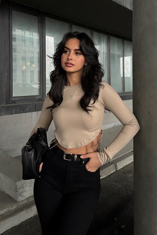 Chain Crop Bluz Bej
