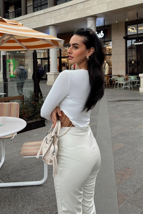 Chain Crop Bluz Beyaz
