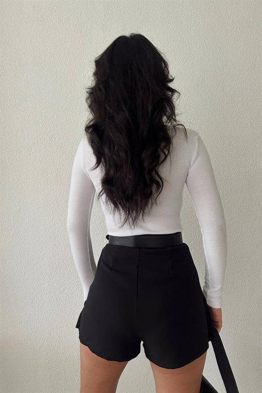 Cut Out Detaylı Fitilli Bluz Beyaz