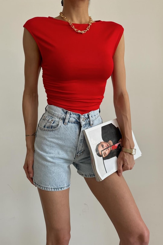 Drape Bluz Kırmızı