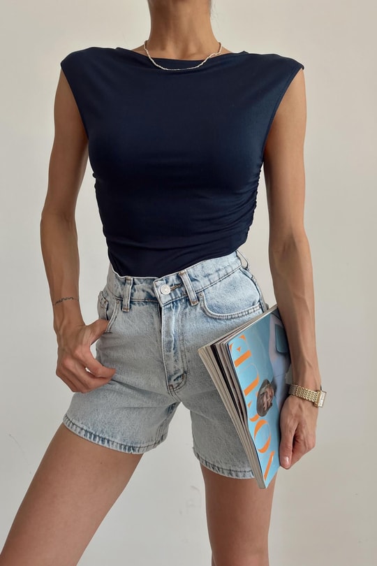 Drape Bluz Lacivert