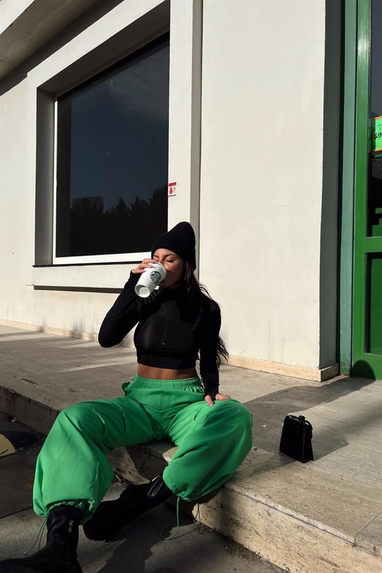 Fermuarlı Dik Yaka Crop Bluz Siyah