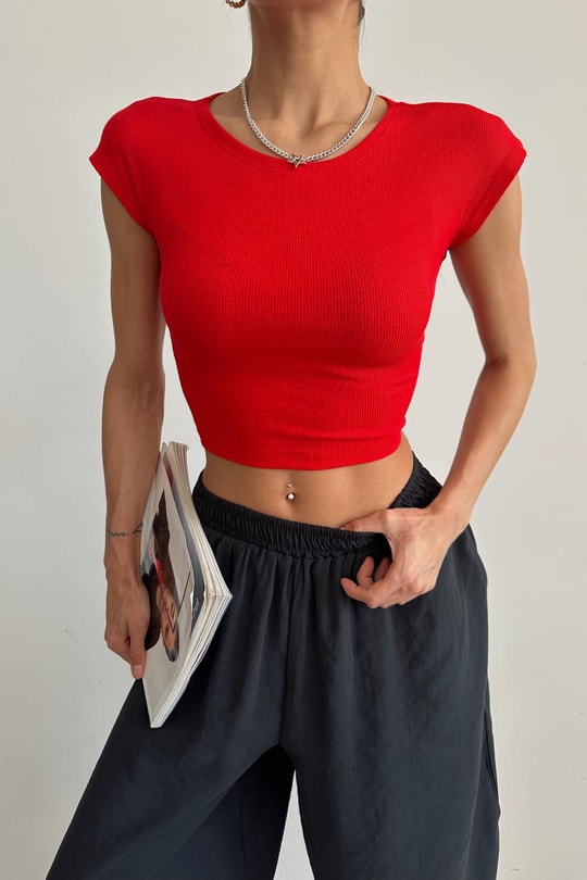 Fitilli Soul Bluz Kırmızı