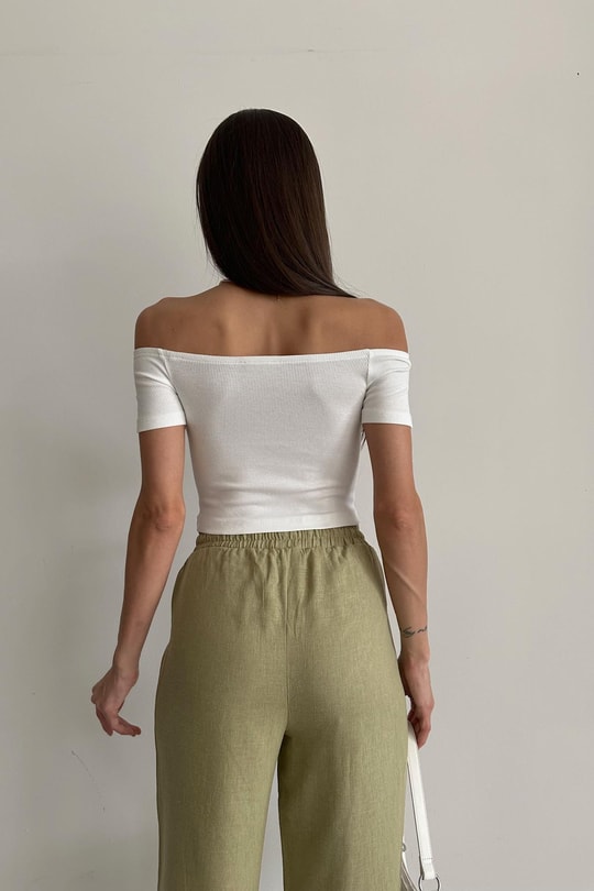 Kayık Yaka Basic t-shirt Beyaz