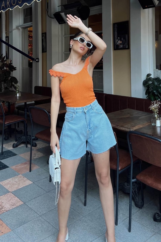 Kol Fırfırlı Gipeli Bluz Oranj