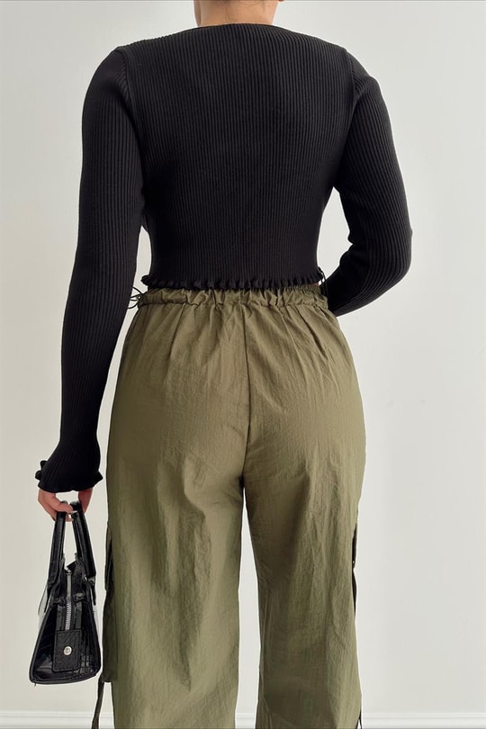 Liana Basic Crop Bluz Siyah