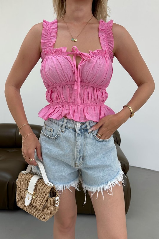 Louver Bluz Pembe