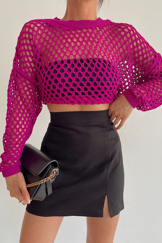 Merserize Crop Bluz Mor