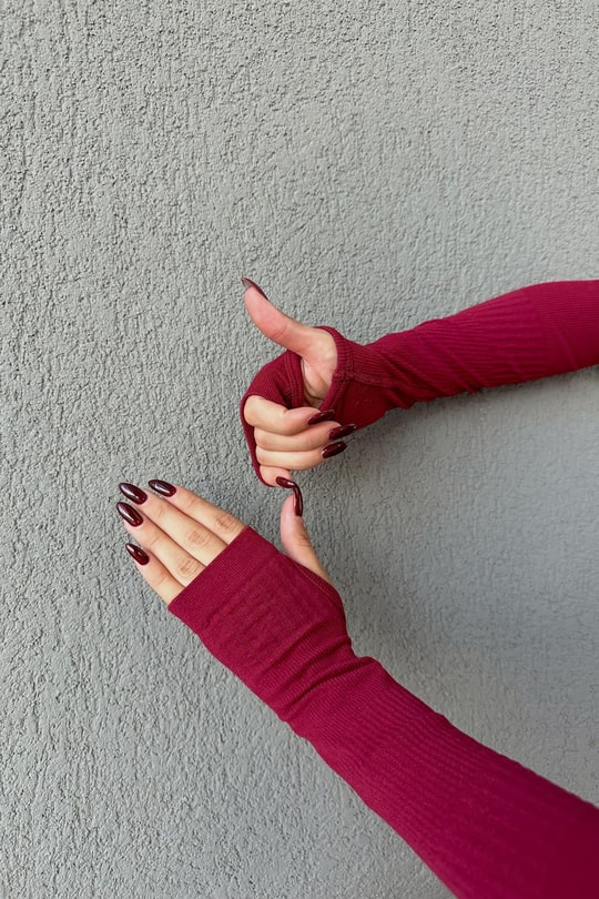 Seamless Uzun Kol Bluz Bordo