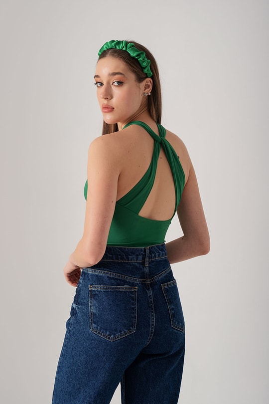 Boyundan Bağlı Roslin Bodysuit Yeşil