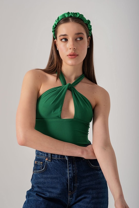 Boyundan Bağlı Roslin Bodysuit Yeşil