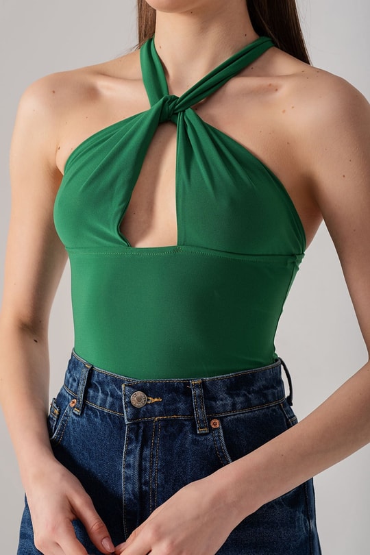 Boyundan Bağlı Roslin Bodysuit Yeşil
