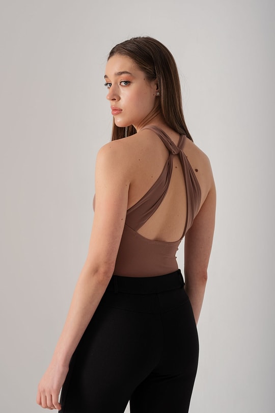 Boyundan Bağlı Roslin Bodysuit Camel