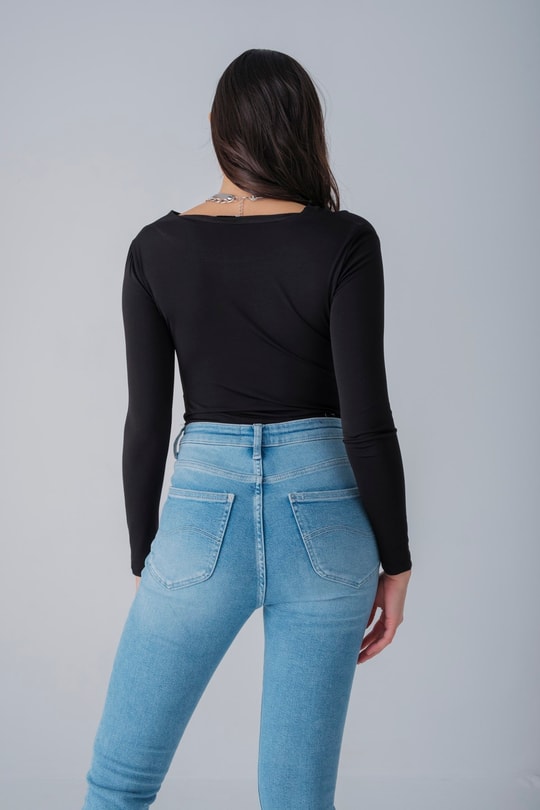 Degaje Yaka Bodysuit Siyah