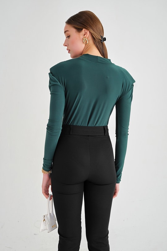 Kruvaze Vatkalı Bodysuit Haki